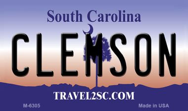 M-6305 3.5 x 2 in. Clemson South Carolina State License Plate Magnet