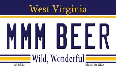 M-6533 3.5 x 2 in. MMM Beer West Virginia State License Plate Magnet