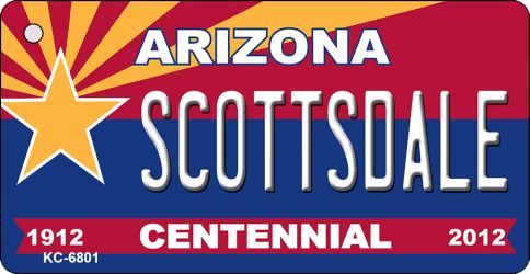 KC-6801 3.5 x 2 in. Scottsdale Arizona Centennial State License Plate Key Chain