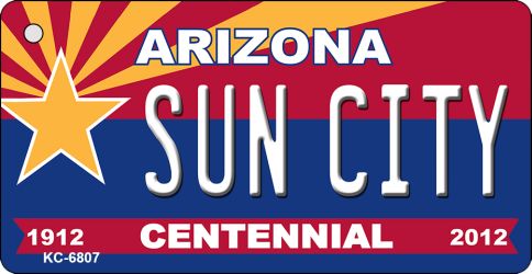 KC-6807 3.5 x 2 in. Sun City Arizona Centennial State License Plate Key Chain -  Smart Blonde