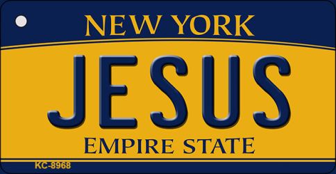 KC-8968 1.5 x 3 in. Jesus New York State License Plate Key Chain