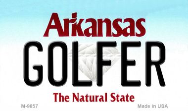 M-10057 3.5 x 2 in. Golfer Arkansas State License Plate Magnet Novelty