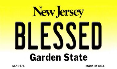 M-10174 3.5 x 2 in. Blessed New Jersey State License Plate Magnet