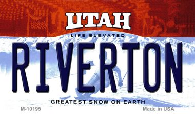 M-10195 3.5 x 2 in. Riverton Utah State License Plate Magnet