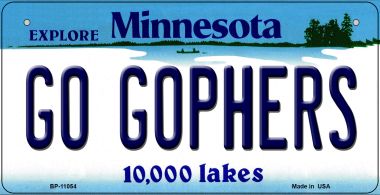 Go Gophers Minnesota Novelty Metal Bicycle Plate BP-11054