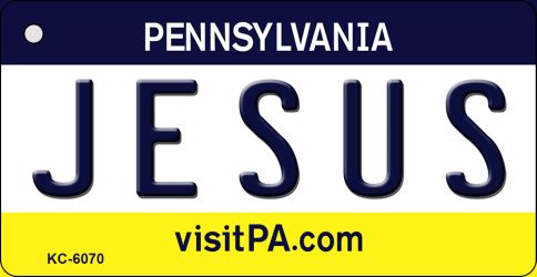 KC-6070 1.5 x 3 in. Jesus Pennsylvania State License Plate Key Chain