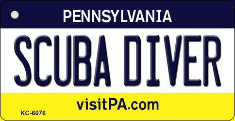 KC-6076 1.5 x 3 in. Scuba Diver Pennsylvania State License Plate Key Chain