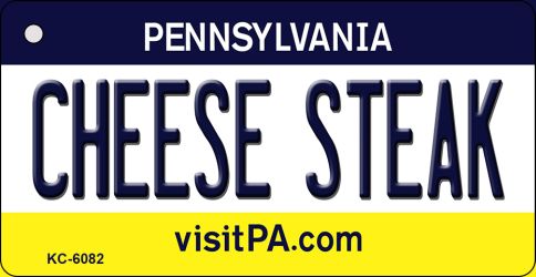 KC-6082 1.5 x 3 in. Cheese Steak Pennsylvania State License Plate Key Chain