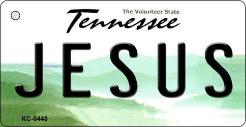 1.5 x 3 in. Jesus Tennessee License Plate Key Chain