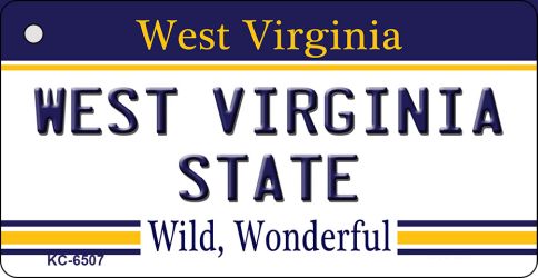 KC-6507 1.5 x 3 in. West Virginia University License Plate Key Chain