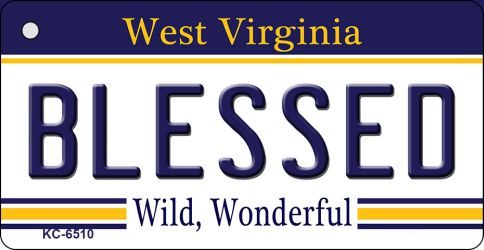 KC-6510 1.5 x 3 in. Blessed West Virginia License Plate Key Chain