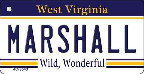 KC-6543 1.5 x 3 in. Marshall West Virginia License Plate Key Chain