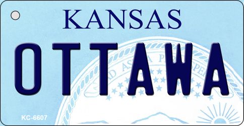 KC-6607 1.5 x 3 in. Ottawa Kansas State License Plate Novelty Key Chain