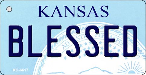 KC-6617 1.5 x 3 in. Blessed Kansas State License Plate Novelty Key Chain