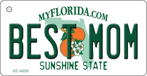 KC-6659 1.5 x 3 in. Best Mom Florida State License Plate Key Chain