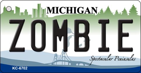 KC-6702 1.5 x 3 in. Zombie Michigan State License Plate Novelty Key Chain