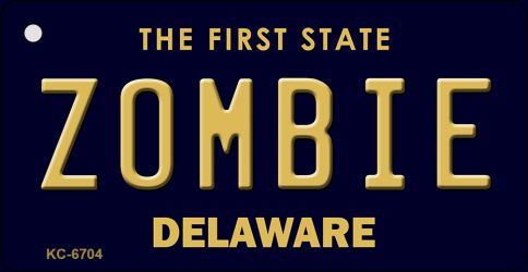 KC-6704 1.5 x 3 in. Zombie Delaware State License Plate Key Chain