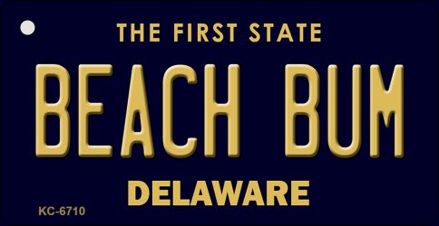 KC-6710 1.5 x 3 in. Beach Bum Delaware State License Plate Key Chain