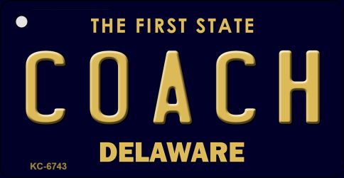 KC-6743 1.5 x 3 in. Coach Delaware State License Plate Key Chain