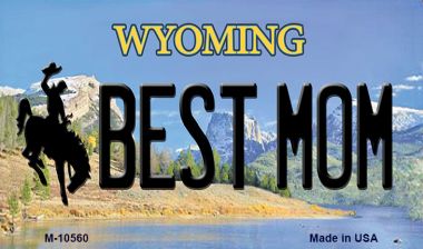 M-10560 3.5 x 2 in. Best Mom Wyoming State License Plate Magnet
