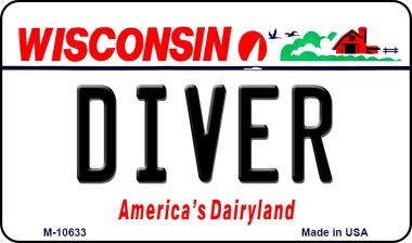 M-10633 3.5 x 2 in. Diver Wisconsin State License Plate Novelty Magnet