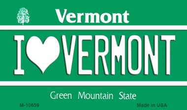 M-10659 3.5 x 2 in. I Love Vermont State License Plate Novelty Magnet -  Smart Blonde