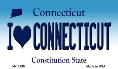 M-10889 3.5 x 2 in. I Love Connecticut State License Plate Magnet