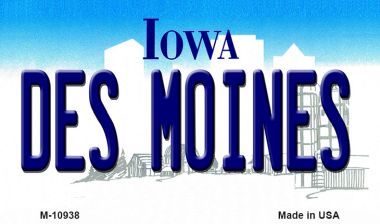 M-10938 3.5 x 2 in. Des Moines Iowa State License Plate Novelty Magnet -  Smart Blonde