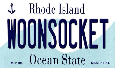M-11186 3.5 x 2 in. Woonsocket Rhode Island State License Plate Novelty Magnet