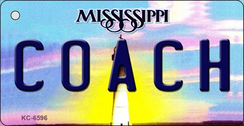 KC-6596 1.5 x 3 in. Coach Mississippi State License Plate Key Chain