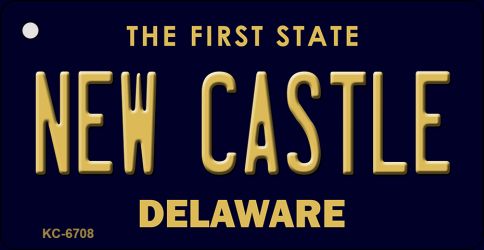 KC-6708 1.5 x 3 in. New Castle Delaware State License Plate Key Chain