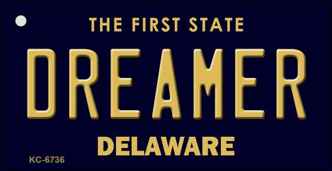 KC-6736 1.5 x 3 in. Dreamer Delaware State License Plate Key Chain