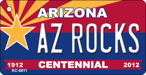 KC-6811 3.5 x 2 in. AZ Rocks Arizona Centennial State License Plate Key Chain