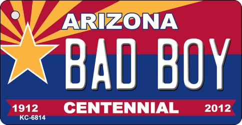 KC-6814 3.5 x 2 in. Bad Boy Arizona Centennial State License Plate Key Chain