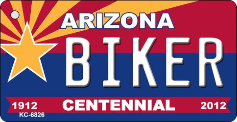 KC-6826 3.5 x 2 in. Biker Arizona Centennial State License Plate Key Chain