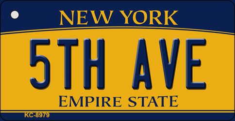 KC-8979 1.5 x 3 in. 5th Ave New York State License Plate Key Chain