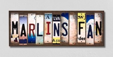 WS-414 Marlins Fan License Plate Strips Novelty Wood Signs