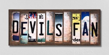 WS-435 Devils Fan License Plate Strips Novelty Wood Signs