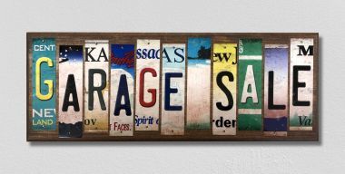 WS471 Garage Sale License Plate Strips Novelty Wood Signs