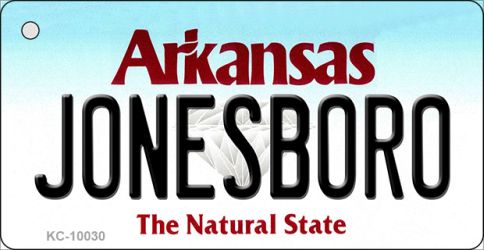 KC-10030 1.5 x 3 in. Jonesboro Arkansas Background Key Chain Metal Novelty -  Smart Blonde
