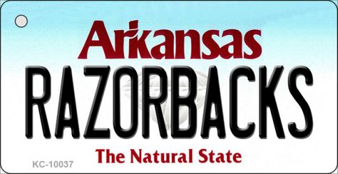KC-10037 1.5 x 3 in. Razorbacks Arkansas State License Plate Key Chain