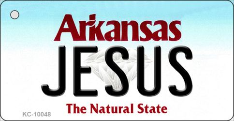 KC-10048 1.5 x 3 in. Jesus Arkansas State License Plate Key Chain