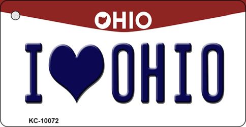 KC-10072 1.5 x 3 in. I Love Ohio State License Plate Key Chain