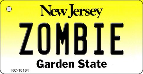 KC-10164 1.5 x 3 in. Zombie New Jersey State License Plate Key Chain