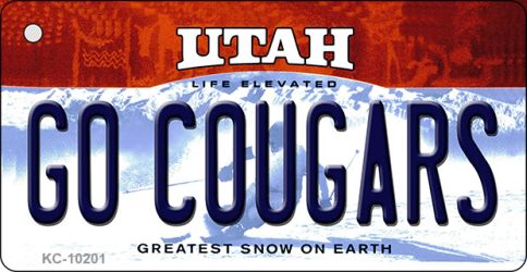 KC-10201 1.5 x 3 in. Go Cougars Utah State License Plate Key Chain