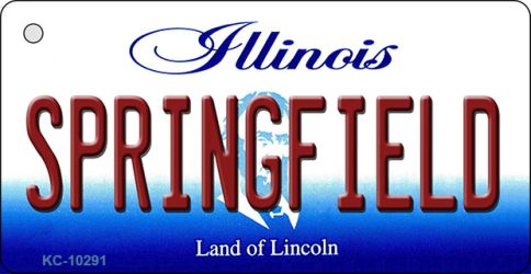 KC-10291 1.5 x 3 in. Springfield Illinois State License Plate Key Chain