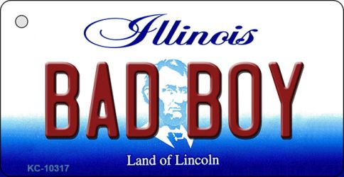 KC-10317 1.5 x 3 in. Bad Boy Illinois State License Plate Key Chain