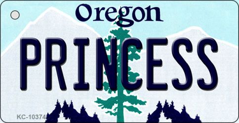 KC-10374 1.5 x 3 in. Princess Oregon State License Plate Key Chain