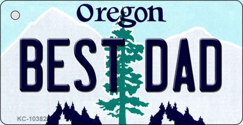 KC-10382 1.5 x 3 in. Best Dad Oregon State License Plate Key Chain