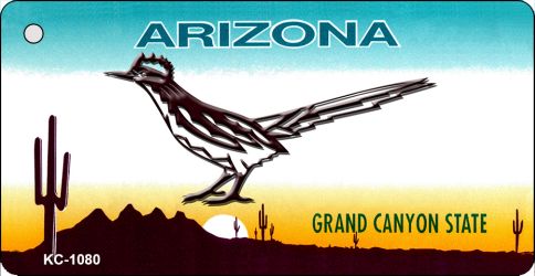KC-1080 3.5 x 2 in. Road Runner Arizona State License Plate Key Chain